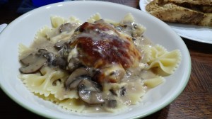Chicken a la Gloria over pasta